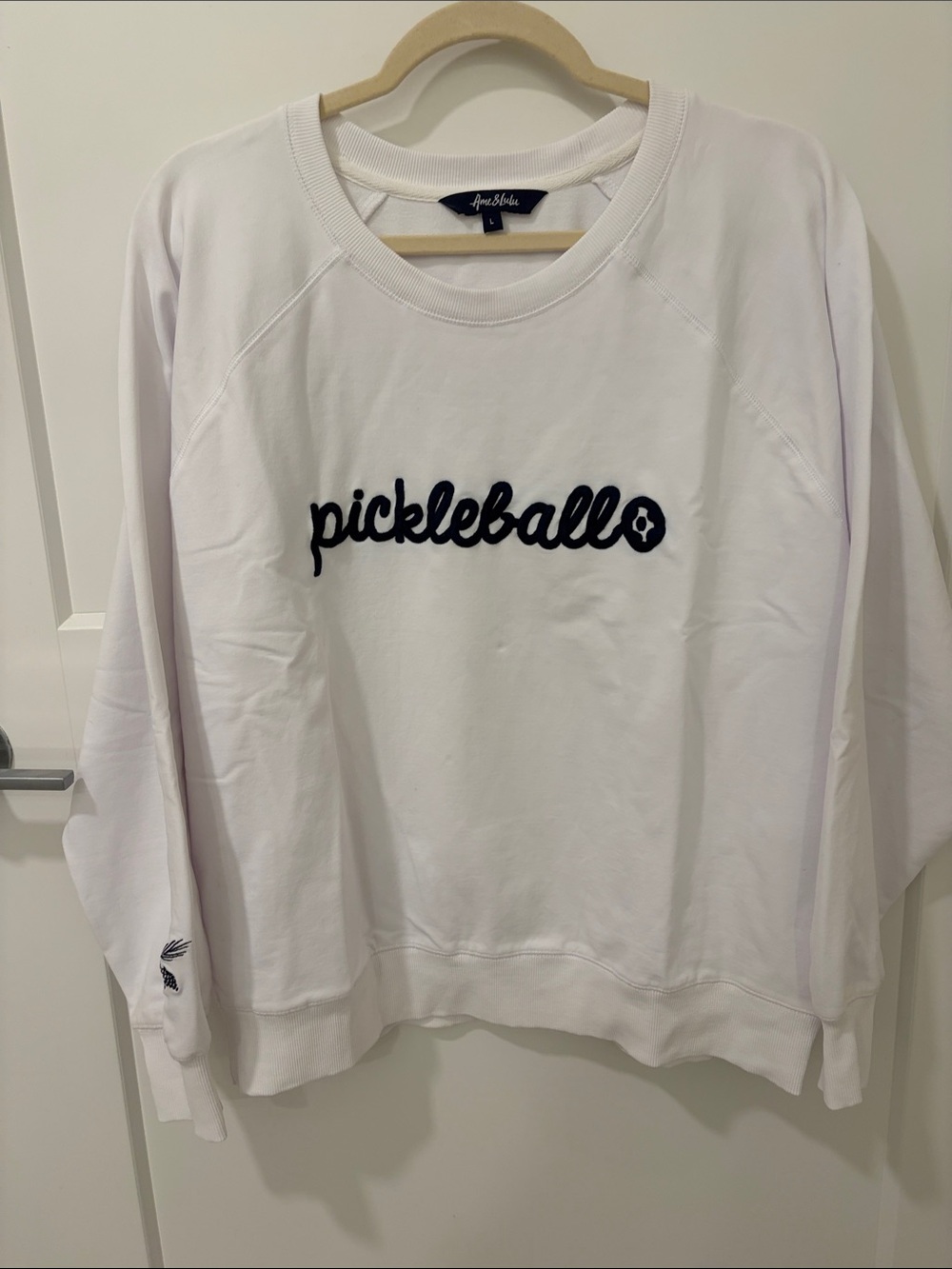White "pickleball" Embroidered Sweatshirt